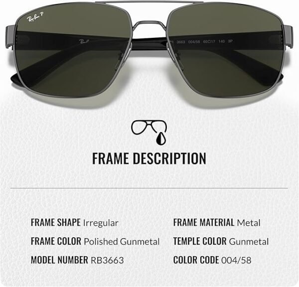Ray-Ban RB3663 Square-Round Shaped Sunglasses for Men & Women with Official RAYBAN Eyewear Kit