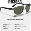 Ray-Ban RB3663 Square-Round Shaped Sunglasses for Men & Women with Official RAYBAN Eyewear Kit