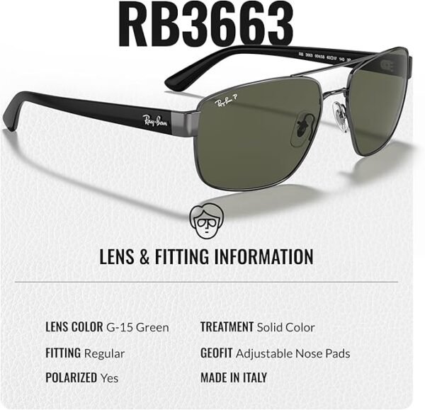 Ray-Ban RB3663 Square-Round Shaped Sunglasses for Men & Women with Official RAYBAN Eyewear Kit