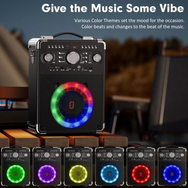 Karaoke Machine with 3 Wireless Microphones, Bluetooth Karaoke Speaker with 3 Mics for Adults/Kids, Portable PA System for Home Party with DJ Lights & Remote Contro, Support TWS/USB/TF Card/AUX/REC