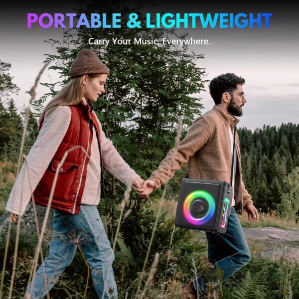 Karaoke Machine with 3 Wireless Mics | Bluetooth 5.3 Speaker with Echo Adjustment & Auto Pitch Correction | PA System with RGB Lights, Supports TV/TF Card/USB/AUX/Live/REC for Home Parties