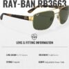 Ray-Ban RB3663 Square-Round Shaped Sunglasses for Men & Women with Official RAYBAN Eyewear Kit