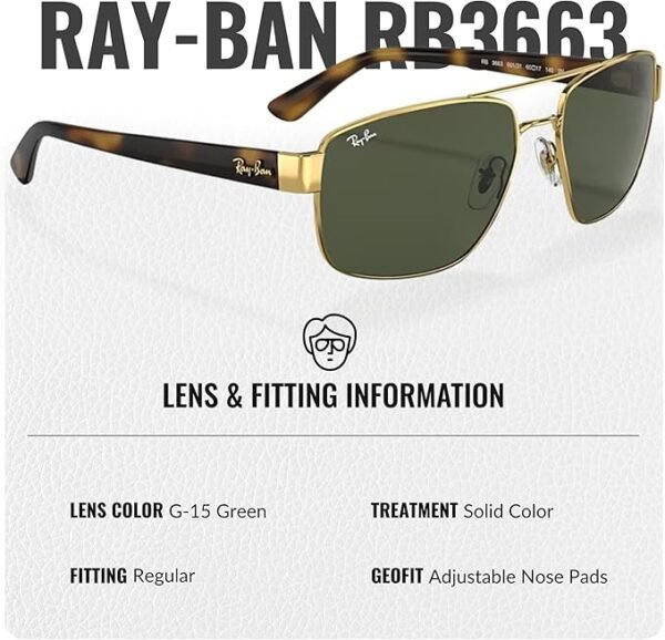 Ray-Ban RB3663 Square-Round Shaped Sunglasses for Men & Women with Official RAYBAN Eyewear Kit