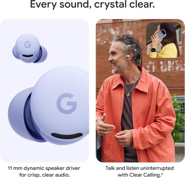 Google Pixel Buds 2a - Wireless Bluetooth Earbuds with Active Noise Cancellation and Transparency Mode - Lightweight, Comfortable Fit - 20-Hour Battery - Water Resistant - Built for Gemini - Hazel