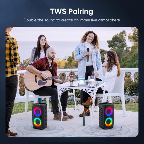 Karaoke Machine for Adults and Kids,Peski Portable Bluetooth Speaker with 1 Wireless Microphone and 1 Wired Mic,Rechargeable Powered Dj/PA Speaker System with TF Card,AUX in,REC,TWS for Birthday Party