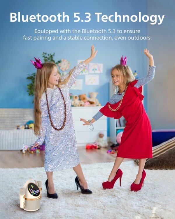 81a95j681iL._AC_SL1500_ PHILIPS S2508 Portable Karaoke Machine,Party Bluetooth Speaker with 2 Karaoke Microphones,7 H Battery,Multi-Colored Light Modes with Display Screen,6 Vocal Effects,USB,AUX or TF Card Input,Mini,White