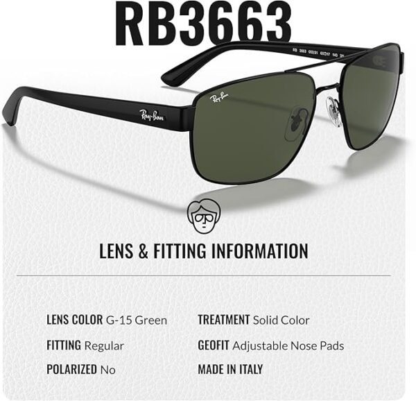 Ray-Ban RB3663 Square-Round Shaped Sunglasses for Men & Women with Official RAYBAN Eyewear Kit