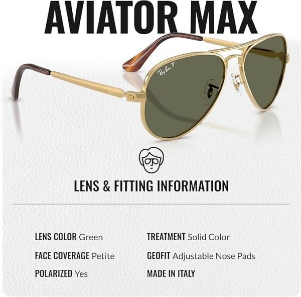 Ray-Ban RB3925 AVIATOR MAX Pilot Shaped Sunglasses for Men & Women with Official RAYBAN Eyewear Kit – Classic Timeless Design