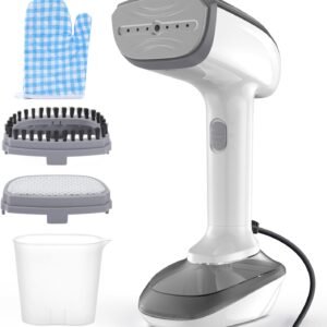 Powerful Handheld Fabric Steamer - 1800W with Fast Ceramic Heat-Up Plate, 2-in-1 Ironing & Wrinkle Remover, Steam Nozzle, Lint Brush - White, for US 120V Only