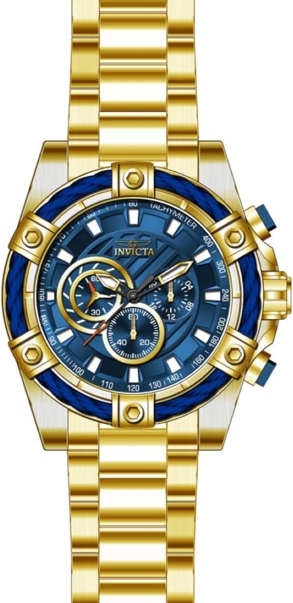 Invicta Men's Bolt Quartz Chronograph 52mm Watch with Stainless-Steel Strap, Gold