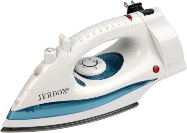 Jerdon Hotel Iron with Retractable Cord - Mid-Size, White Clothing Iron - Dual Auto Shut-Off - 7-Foot Retractable Cord - 1200 Watts