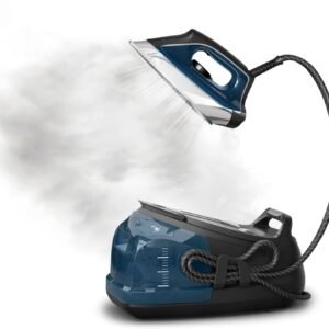 Rowenta Iron, Stainless Steel Soleplate Professional Steam Station for Clothes, 1.1L Removable Tank, Fast Heat Up, 1800 Watts, Blue Clothes Iron