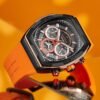 Men's Watches with Silicone Strap Analog Quartz Waterproof Chronograph Luminous Tonneau Watches for Men, Big Face Sport Work Dress Unique Wrist Watch