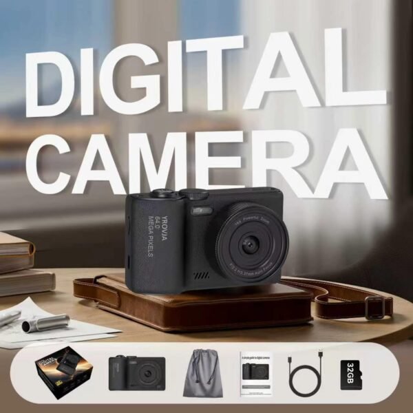 4K Digital Camera for Photography and Video, 2025 Latest 64MP Vlogging Camera for YouTube with 32G TF Card 180°Flip Screen Compact Travel Camera 16X Zoom, Anti-Shake,Suitable for Beginners, Black