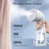 Upgraded Steamer for Clothes, Handheld Portable Design, 1100W Powerful Steam, 300ml Larger Tank & No Leak Tech, 30S Fast Heat-up, Quick Wrinkle Remover, Compact Size for Travel, ONLY 120V
