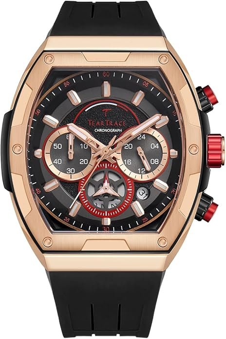 Men's Watches with Silicone Strap Analog Quartz Waterproof Chronograph Luminous Tonneau Watches for Men, Big Face Sport Work Dress Unique Wrist Watch