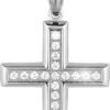 24K Gold-finish Solid CZ Cross Necklace for Men Women Stainless Steel Religion Jewelry with 24 Inch Figaro Chain
