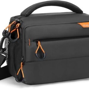 Small Camera Bag for Photographers,Compact Camera Shoulder Bags for DSLR/SLR/Mirrorless Cameras,Waterproof Crossbody Padded Photography Bag with Rain Cover for Canon/Nikon/Sony, Black