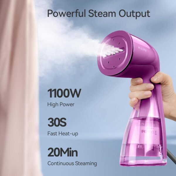 Steamer for Clothes, 1100W Clothes Steamer, Fast Wrinkle Removal with Large 300ml Tank, Ideal for All Fabrics, Easy to Use, Compact and Portable Travel Garment Steamer