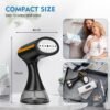 Steamer for Clothes, 1500W 300ml Water Tank 25s Quick Heat Portable Hand Held Clothes Garment Steamer for Home Travel (Black)