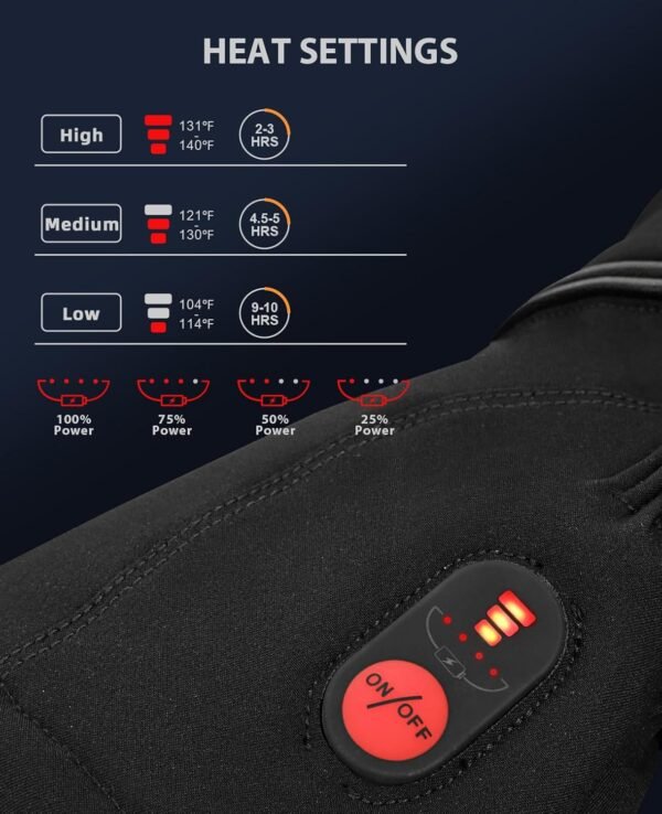 Heated Motorcycle Gloves - 7.4V 2200mAh Electric Winter Gear for Men & Women, Rechargeable for Motorcycle Commuting, Touring, Skiing & Outdoor, Windproof & Water-Resistant, Touchscreen Design