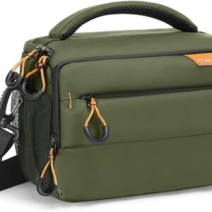 Small Camera Bag for Photographers,Compact Camera Shoulder Bags for DSLR/SLR/Mirrorless Cameras,Waterproof Crossbody Padded Photography Bag with Rain Cover for Canon/Nikon/Sony, Army Green