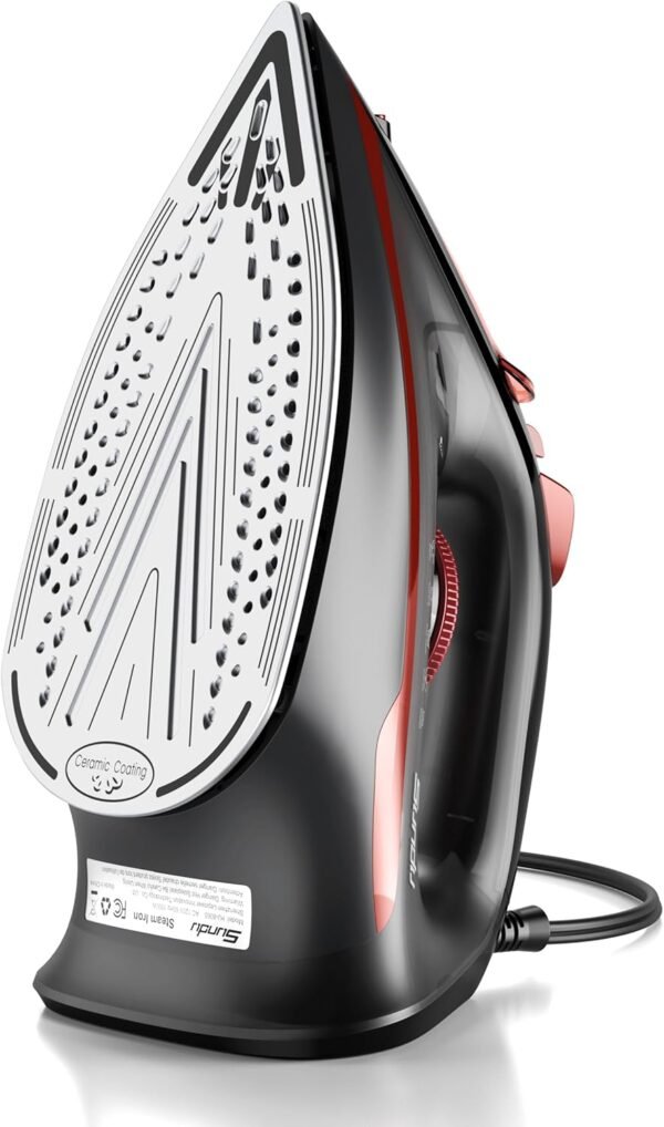 Sundu Steam Iron for Clothes with Rapid Heating Ceramic Coated Soleplate, 1500W with Precise Thermostat Dial, Self-Cleaning, Auto-Off, 15.21oz Water Tank for Home Clothes Ironing Use
