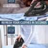 Steam Iron for Clothes, 1500W Iron with Rapid Heating, Non-Stick Ceramic Soleplate, Burst of Steam, Self-Cleaning, Auto-Off, Anti-Drip, 11.84oz Water Tank Ironing Clothes for Home, Black