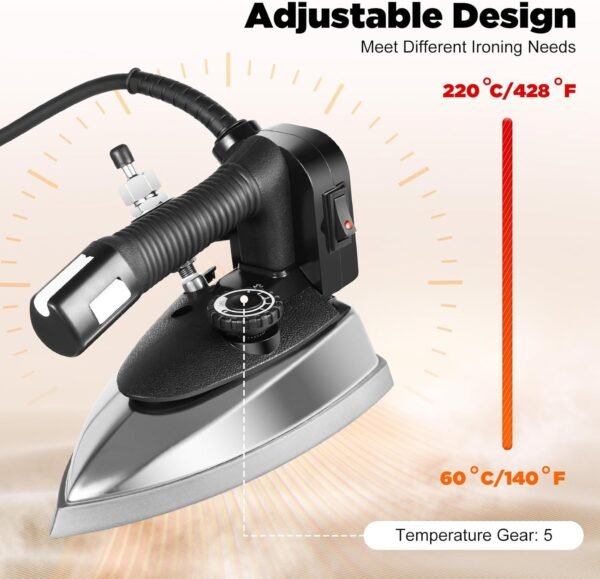 Professional Gravity Feed Industrial Electric Steam Iron,1200w Gravity Feed Steam Iron With 3l Large Capacity Tank & Scald-Prevention Plate,9 Exhaust Vents,For Dry Ironing Or Ironing With Steam.