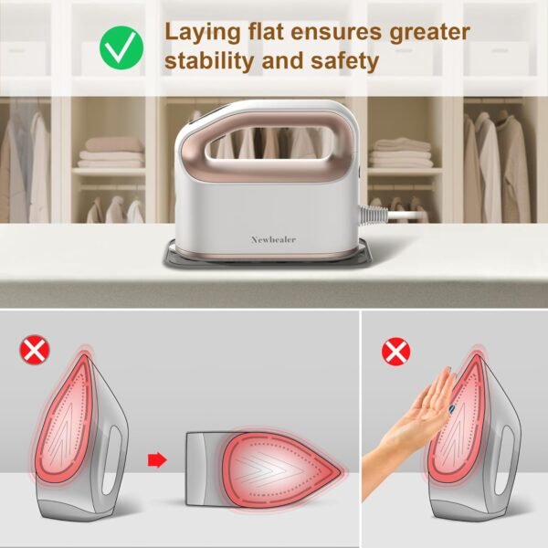 716xs2hfSyL._AC_SL1500_ Newbealer Smart Steam Iron for Clothes - 1200W Professional-Grade Turbocharged 3 Steam & 3 Dry Heat Modes, 45s Heat-Up, 6oz Tank, Auto-Off, Nonstick Ceramic Soleplate for Home, RV & Hotel (Gold)