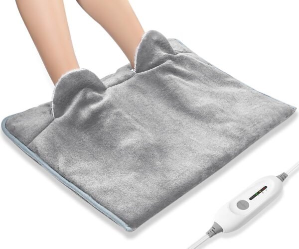 Electric Heated Foot Warmer Soft Flannel Foot Heater with 2h Auto Off & 3 Heat Levels Full Body Use Heating Pad for Feet, Abdomen, Cramps, Pain Relief Pocket Design 16" x 22" Dark Grey