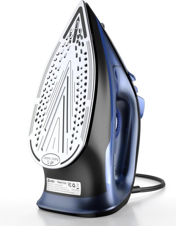 Sundu Steam Iron for Clothes with Rapid Heating Ceramic Coated Soleplate, 1500W with Precise Thermostat Dial, Self-Cleaning, Auto-Off, 15.21oz Water Tank for Home Clothes Ironing Use