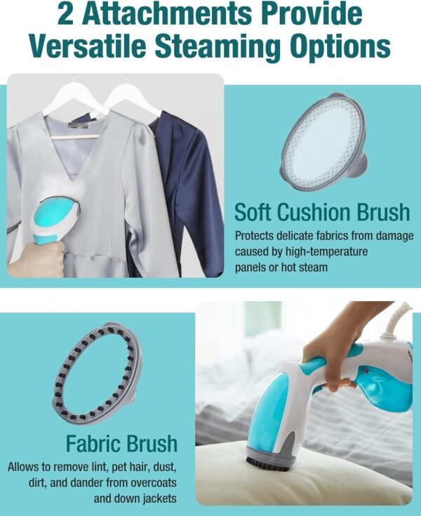 BEAUTURAL Steamer for Clothes, Portable Handheld Garment Fabric Wrinkles Remover, 30-Second Fast Heat-up, Auto-Off, Large Detachable Water Tank