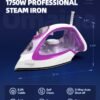 Steam Iron for Clothes, 1750W Iron with Rapid Heating, Non-Stick Ceramic Soleplate, Powerful Steam, Self-Cleaning, Auto-Off, Anti-Drip, 15.21oz Water Tank Ironing Clothes for Home, Purple