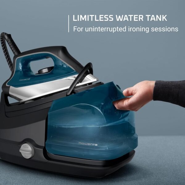 Rowenta Iron, Stainless Steel Soleplate Professional Steam Station for Clothes, 1.1L Removable Tank, Fast Heat Up, 1800 Watts, Blue Clothes Iron