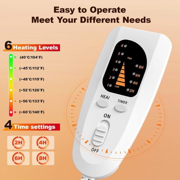 Electric Foot Warmer, Rapid Heating Pad for Feet, 6-Level Heating Feet Warmers Washable, Heated Slippers Christmas Gift for Women Men