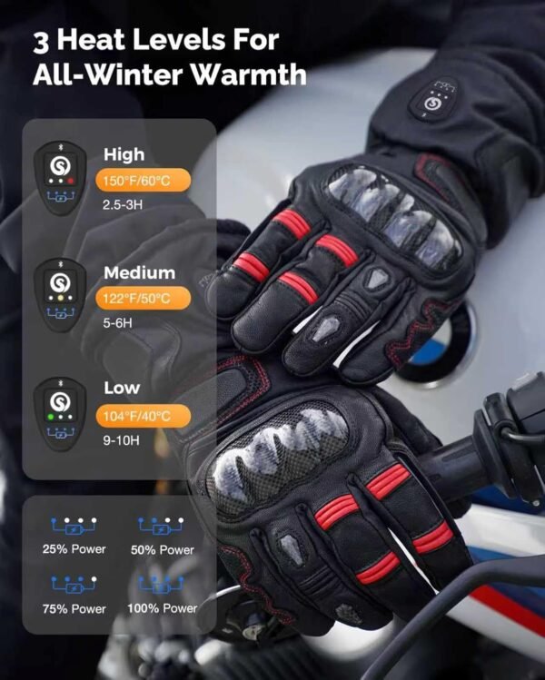 SAVIOR HEAT Heated Motorcycle Gloves for Men & Women, 7.4V 3000mAh Waterproof Heated Gloves with Rechargeable Battery Up to 10H for Winter Outdoor Riding, Cycling, Snowmobile
