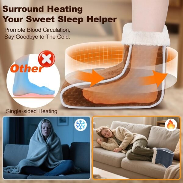 Electric Foot Warmer, Rapid Heating Pad for Feet, 6-Level Heating Feet Warmers Washable, Heated Slippers Christmas Gift for Women Men