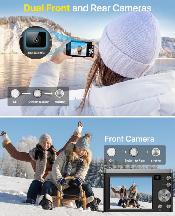 5K Digital Camera, 56MP Cameras for Photography with 10X Optical Zoom, Autofocus Vlogging Camera with 2.8" IPS Touch Screen, Compact Travel Cameras for Teens Adult Beginner, 64GB Card & 2 Batteries