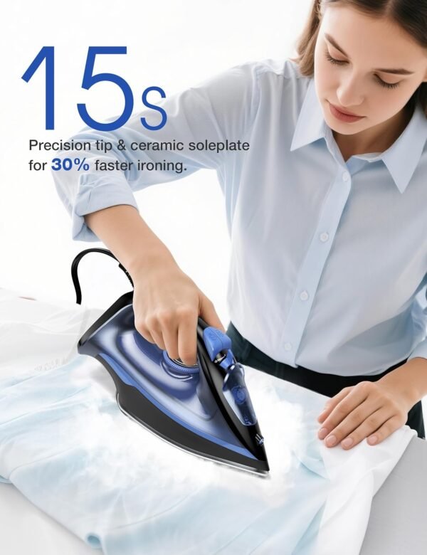 Sundu Steam Iron for Clothes with Rapid Heating Ceramic Coated Soleplate, 1500W with Precise Thermostat Dial, Self-Cleaning, Auto-Off, 15.21oz Water Tank for Home Clothes Ironing Use