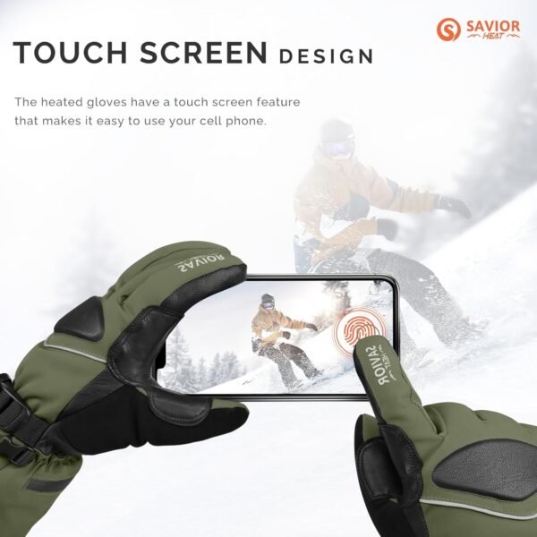 HEAT Heated Gloves for Men Heated Ski Gloves 10h Warm 7.4V 3000mAh Battery Thick Lining Waterproof Goatskin Palm Anti Loss Lanyard Outdoor Skiing Snowboarding for Winter