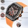 Men's Watches with Silicone Strap Analog Quartz Waterproof Chronograph Luminous Tonneau Watches for Men, Big Face Sport Work Dress Unique Wrist Watch