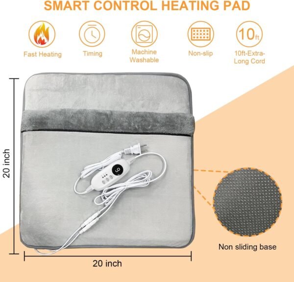 Double Sided Foot Warmer with LCD Display,Electric Feet Heating Pads for Women and Man with Non-Slip & Machine Washable,Electric Heated Foot Warmers with 8 Hrs Timer for Bed,Under Desk,Office,Home