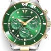 FILIPPO LORETI | Odyssey - Watches for Men, Men's Watch - Green Dial & Bezel, 42mm Two-Tone Silver/Gold SST Case & Bracelet, 100M Water Resistance - Chronograph