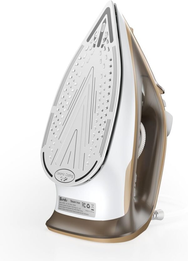 Sundu Steam Iron for Clothes with Rapid Heating Ceramic Coated Soleplate, 1500W with Precise Thermostat Dial, Self-Cleaning, Auto-Off, 15.21oz Water Tank for Home Clothes Ironing Use