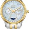 Citizen Women's Eco-Drive Calendrier, Moon Phase Diamond Accents Dial, Stainless Case and Bracelet Watch, Month/Day/Date