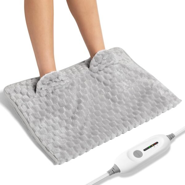 Electric Heated Foot Warmer Soft Flannel Foot Heater with 2h Auto Off & 3 Heat Levels Full Body Use Heating Pad for Feet, Abdomen, Cramps, Pain Relief Pocket Design 16" x 22" Dark Grey