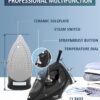 Steam Iron for Clothes, 1500W Iron with Rapid Heating, Non-Stick Ceramic Soleplate, Burst of Steam, Self-Cleaning, Auto-Off, Anti-Drip, 11.84oz Water Tank Ironing Clothes for Home, Black