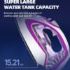 Steam Iron for Clothes, 1750W Iron with Rapid Heating, Non-Stick Ceramic Soleplate, Powerful Steam, Self-Cleaning, Auto-Off, Anti-Drip, 15.21oz Water Tank Ironing Clothes for Home, Purple