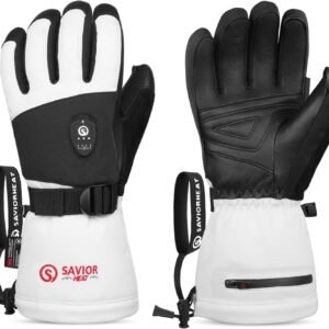 HEAT Heated Ski Gloves 2.0 for Men Women 7.4V 3000mAh Fast Charging Electric Rechargable Batteries 3M Thinsulate Waterproof Touchscreen Bluetooth App Snowboarding Ice Skating Gloves
